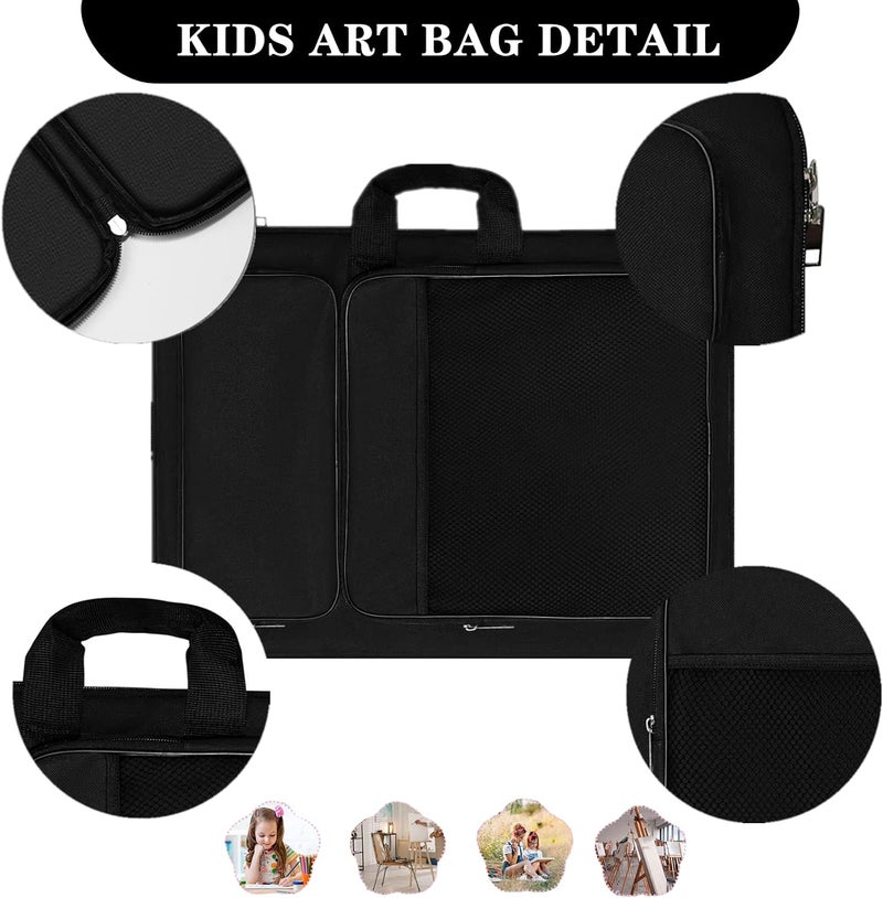 TreochtFUN Art Portfolio Kids Artwork,Art Bag15 X 18 For Child Artwork 8K Organizer,A3 portfolio Case For Carrying Artwork With Tote And Backpack (Black) - Image 5